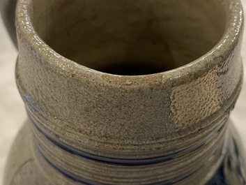 Two Westerwald stoneware jugs, Germany, 17/18th C.